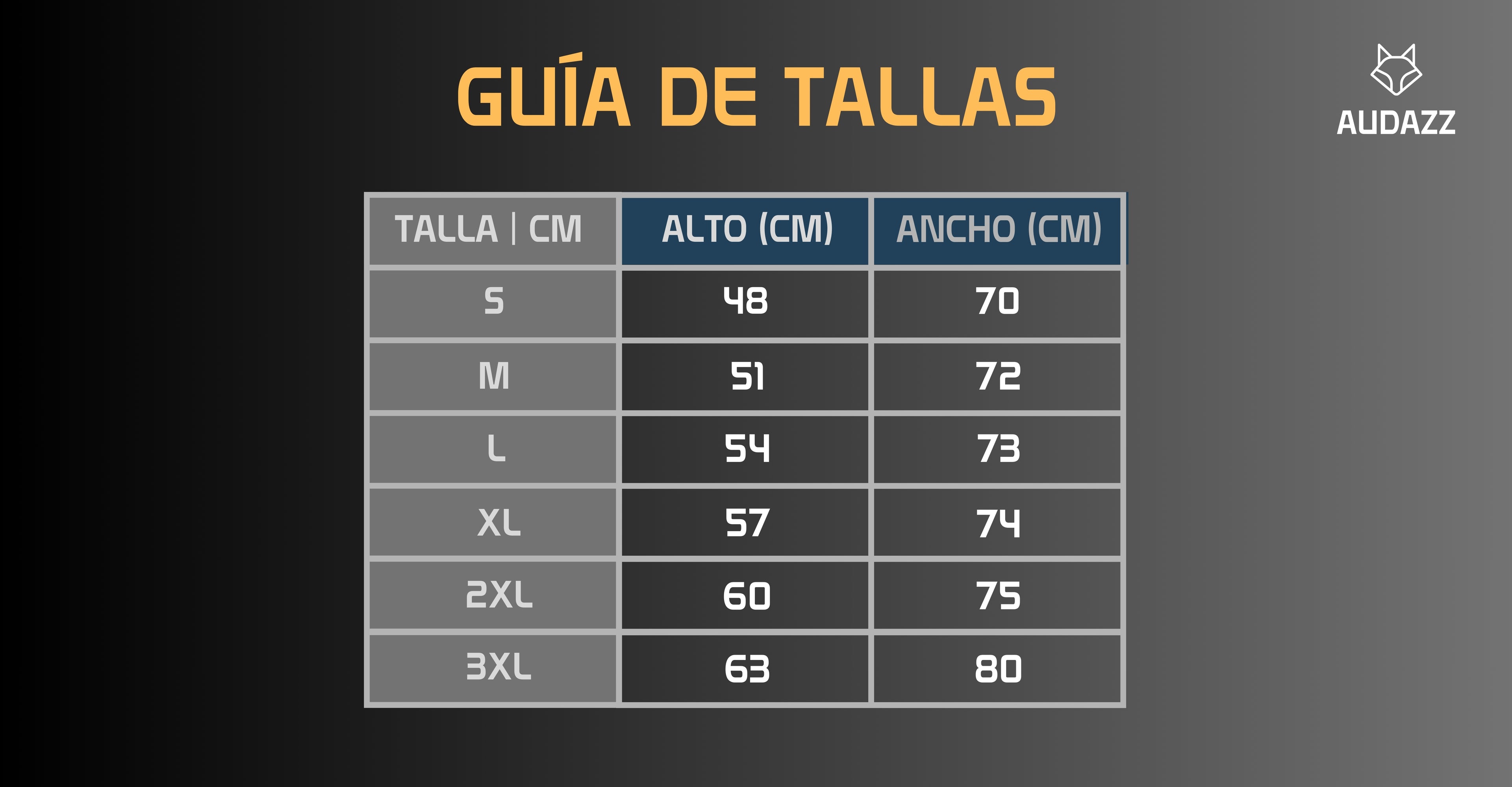 Guia de tallas camisetas Audazz padel